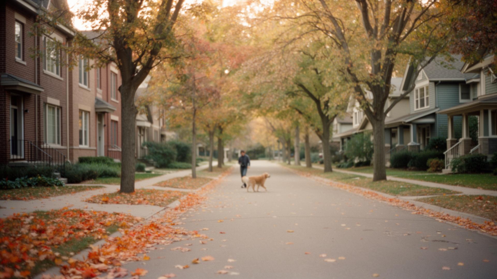 Tree-lined residential street in Eagan, Minnesota